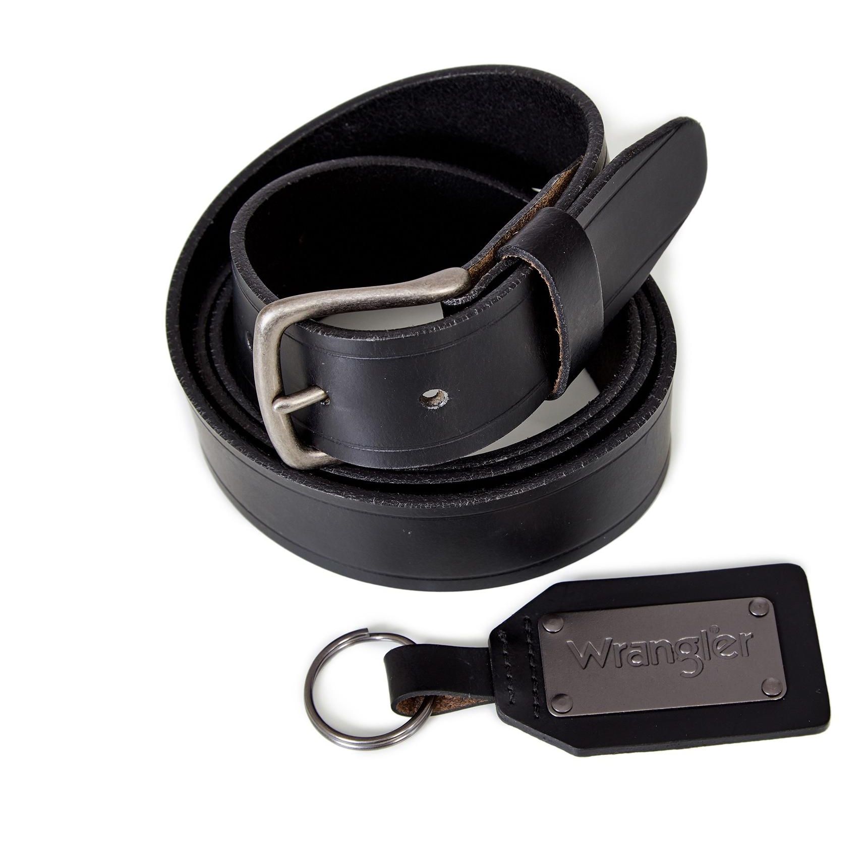 Wrangler bőröv kulcstartóval fekete színben