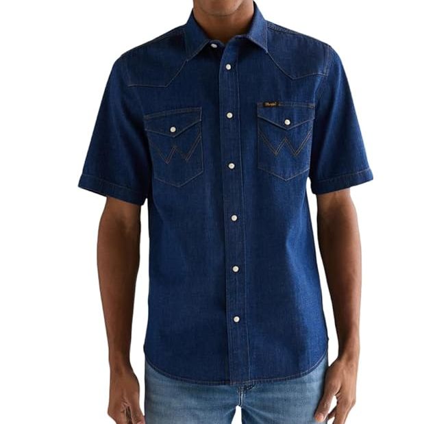 Wrangler western rövid ujjú farmer ing sötétkék színben